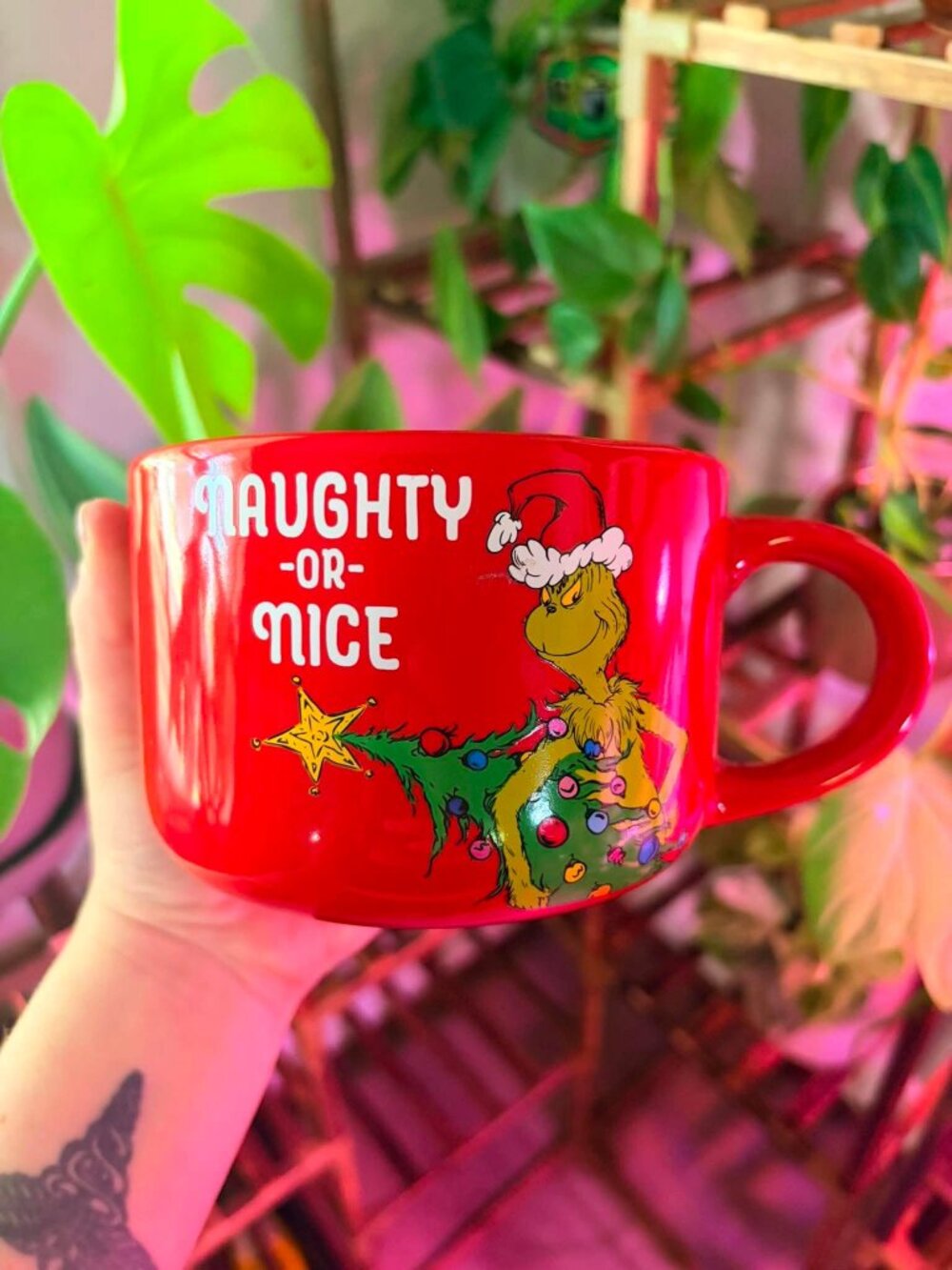 Dr. Seuss The Grinch Naughty or Nice Oversized Red Christmas Mug